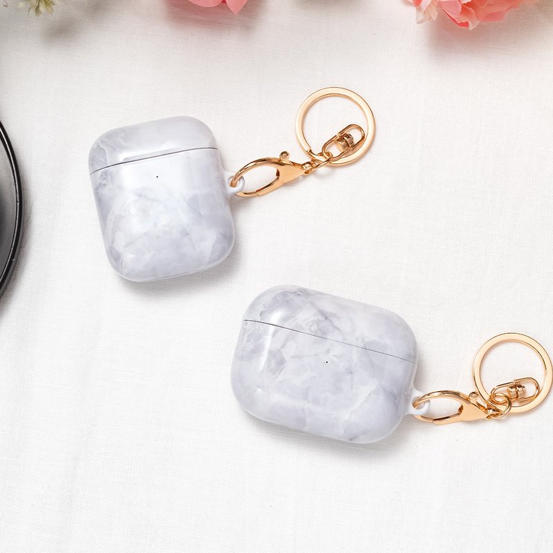 【定制化】灰色云石纹 AirPods Pro 3 / AirPods 4 保护壳 - 耳机收纳 - 塑料 白色