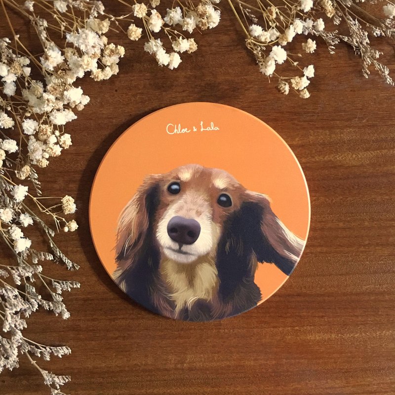 汪喵陶瓷吸水杯垫 - 巧克力奶油腊肠 | 威威 - 杯垫 - 陶 橘色