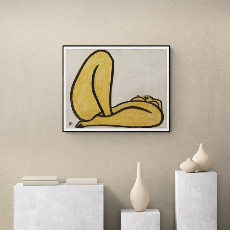 【艺术挂画】  人体 / 宇宙大腿 - 常玉  #史博馆授权 - 海报/装饰画/版画 - 木头 金色