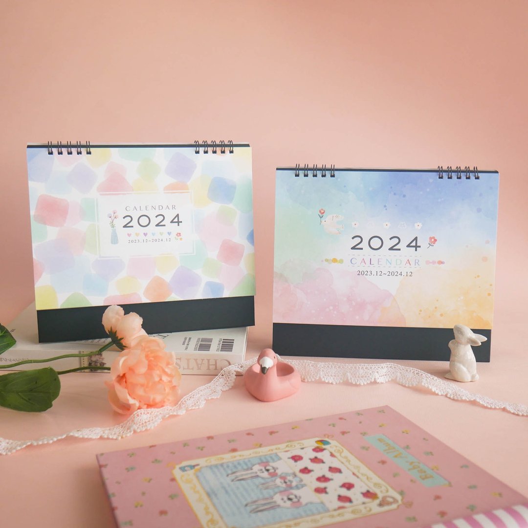 水彩风 - 2024年三角大桌历(25K)。JBC-95 - 年历/台历 - 纸 
