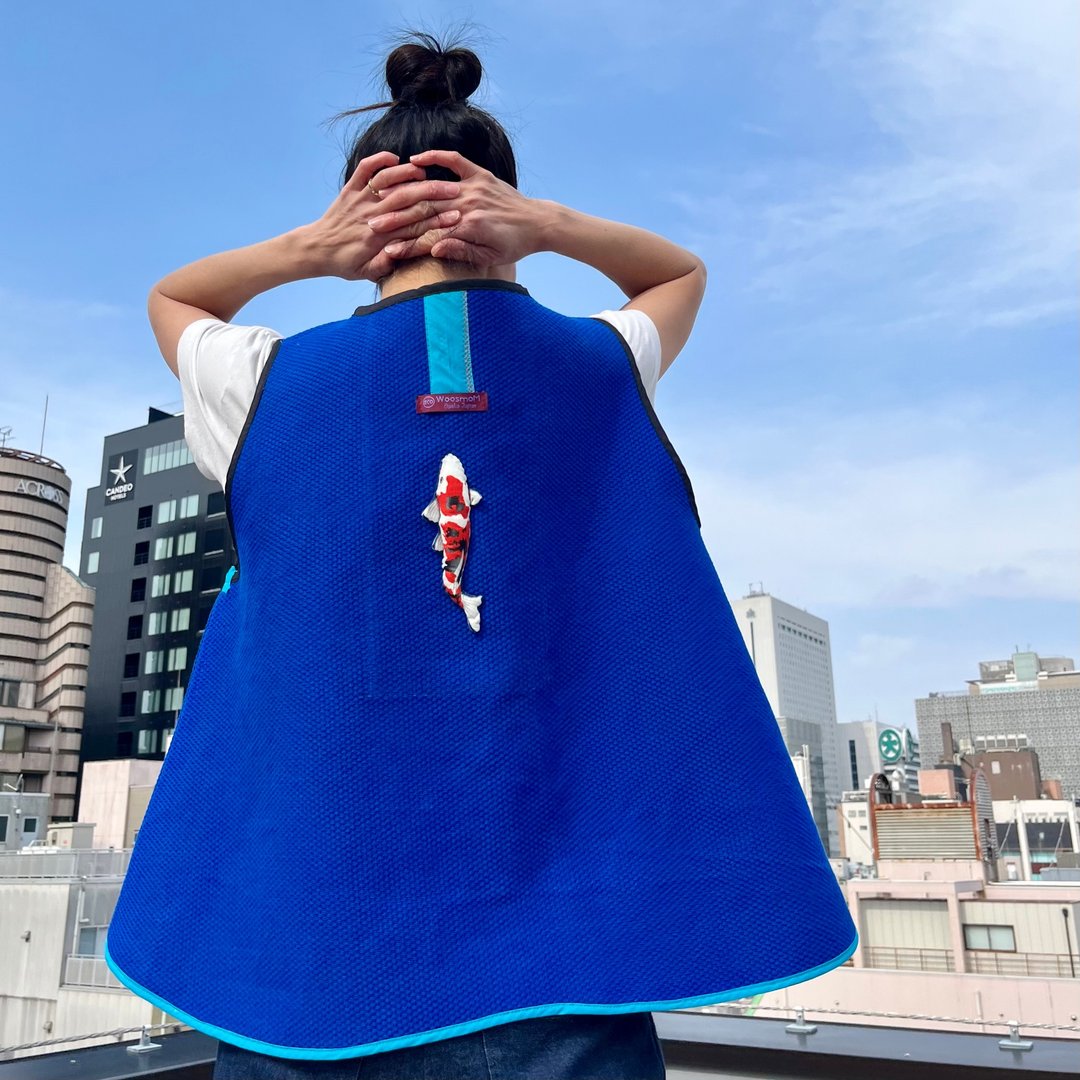 鲤跃 JUDO BLUE 采用柔道服刺し子织制成的帅气 Unisex 背心 - 女装背心 - 棉 蓝色