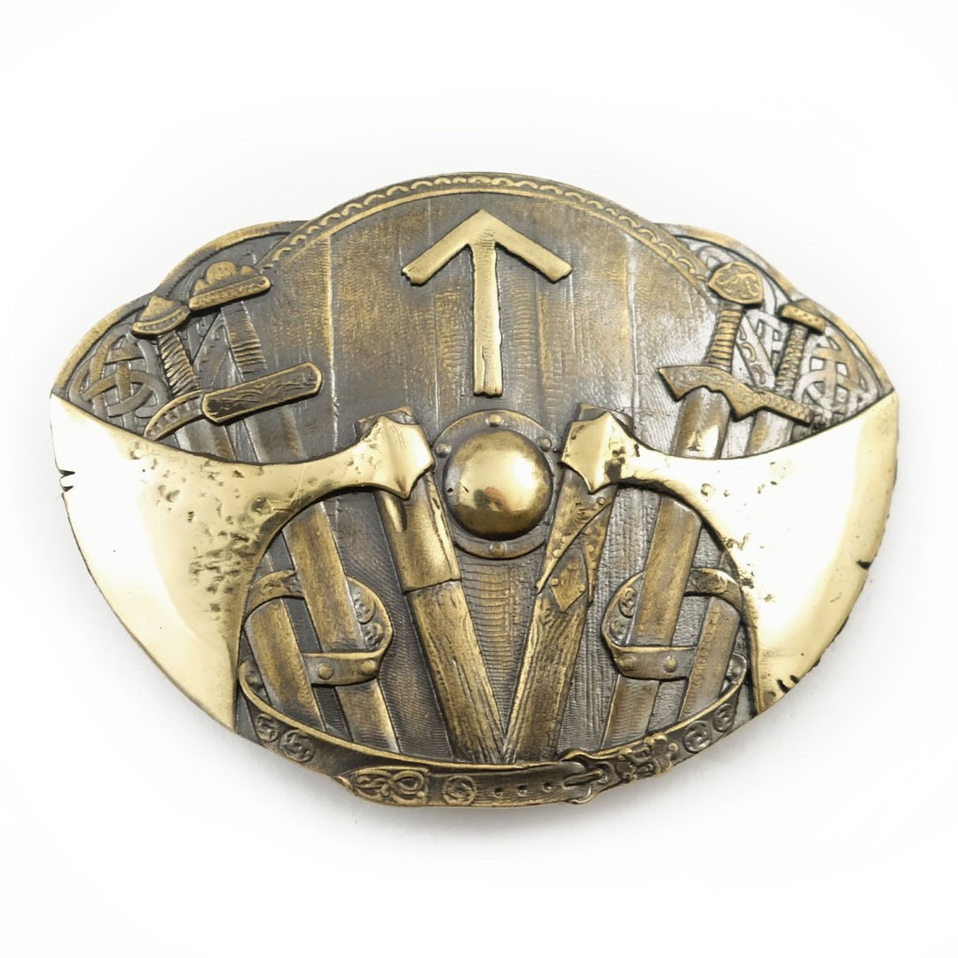Tiwaz soild brass belt buckle, Celtic Tyr rune belt - 皮带/腰带 - 其他材质 金色