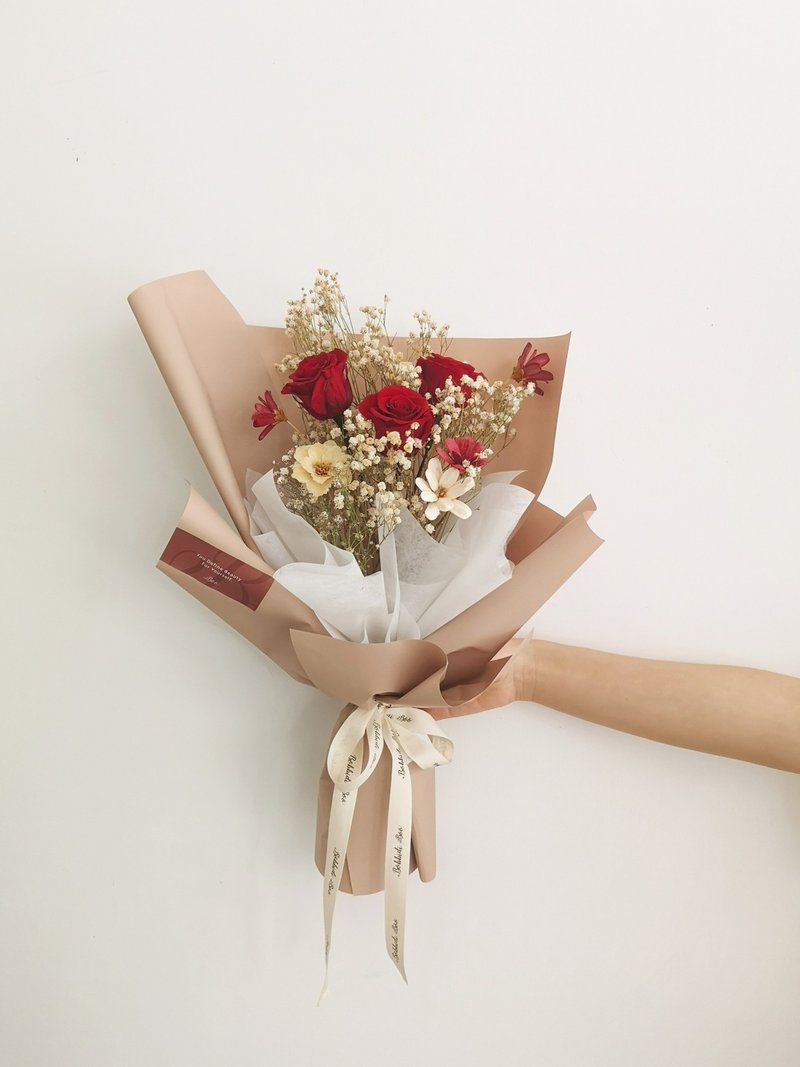 【永生玫瑰花花束】• 情人节/永生玫瑰花/永生玫瑰花花束/玫瑰花 - 干燥花/捧花 - 植物．花 红色