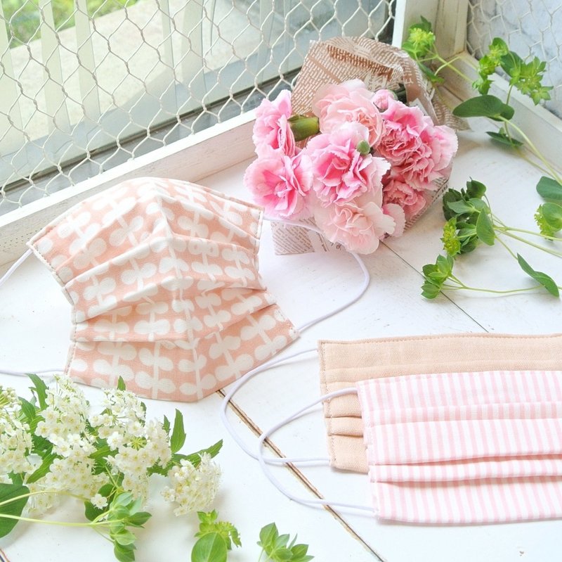 适合母亲节礼物 女性用口罩组合3个 Pink set 情人节 白色情人节 - 口罩 - 棉．麻 粉红色