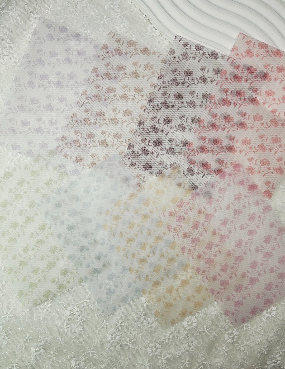 复古花卉．半透明拼贴描图纸 - 便条纸/标签贴 - 纸 多色