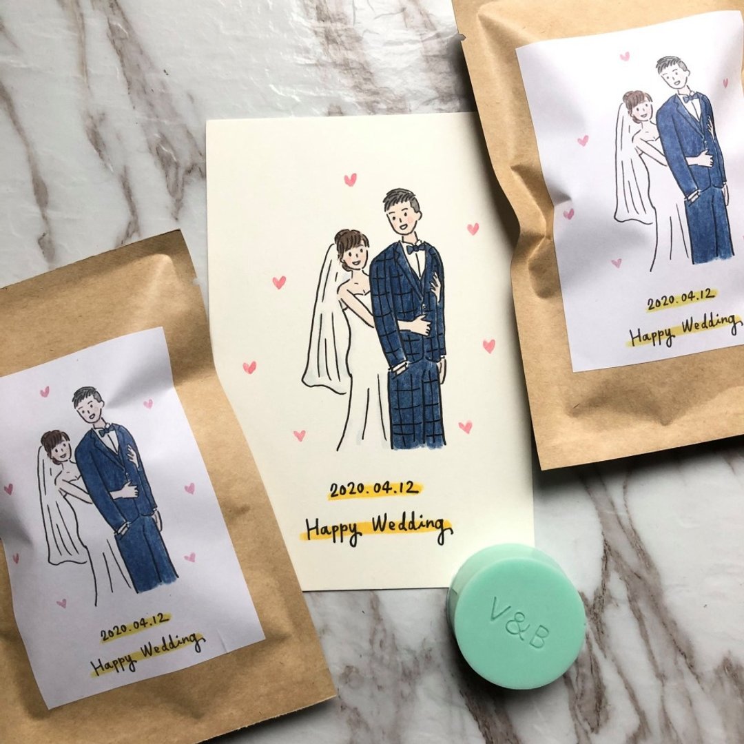 【订制】定制圆型手工皂 - 婚礼小物 插画 定制化 二进礼 探房礼 - 喜帖 - 其他材质 白色