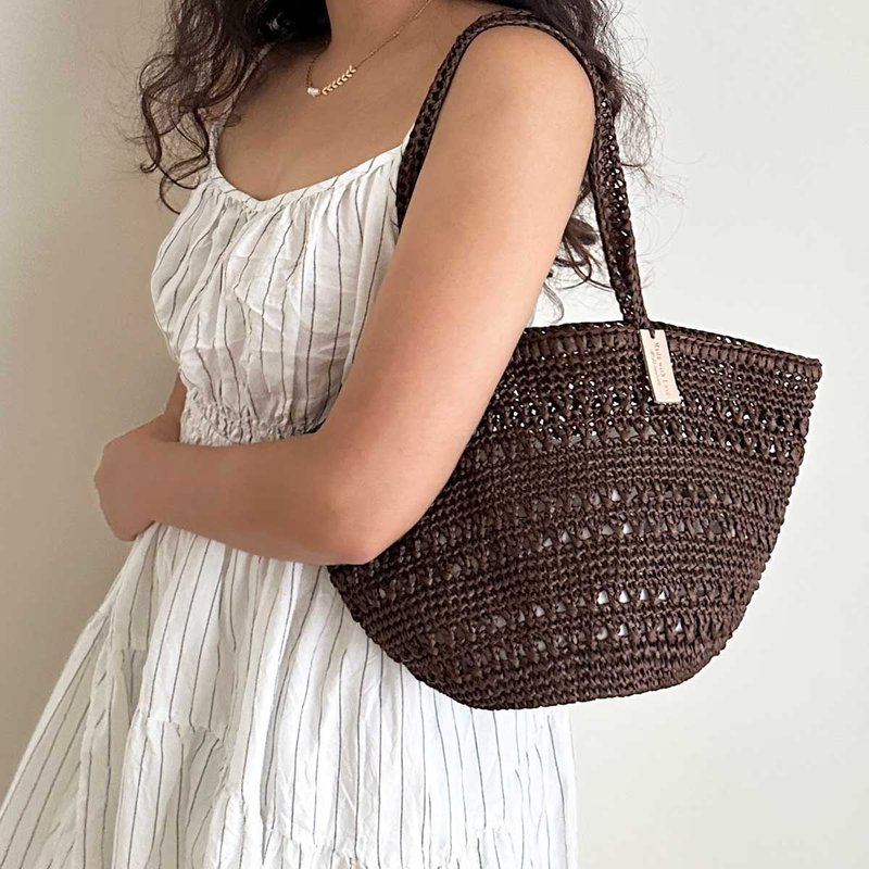 【 DIY教学影片材料包 】拉菲草篓空托特包 赠新手必看基本针法 - 编织/刺绣/羊毛毡/裁缝 - 棉．麻 多色