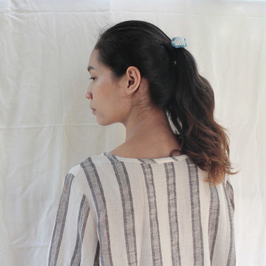 linnil: Stripe blouse / linen cotton fabric / black & white - 女装上衣 - 棉 黑色