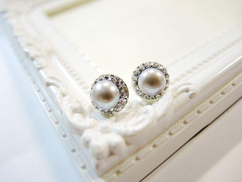 《Mermaid's tears 人鱼之泪》璀璨奢华灰珍珠贴耳式耳环 - 耳环/耳夹 - 宝石 灰色