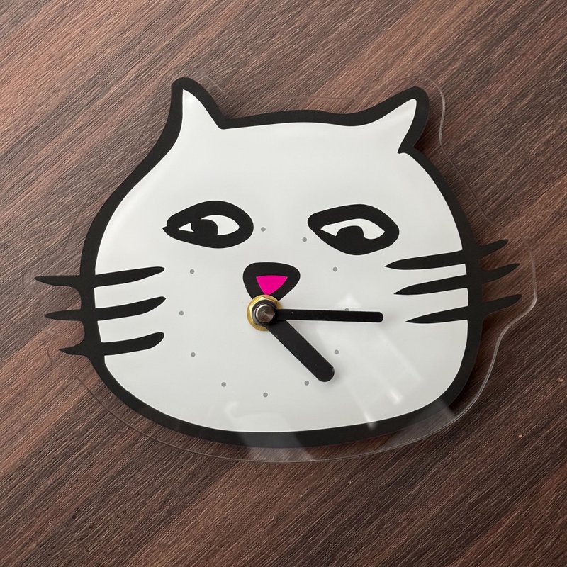 Orlane Made 怪表情猫时钟 CAT CAT CLOCK - 时钟/闹钟 - 压克力 银色