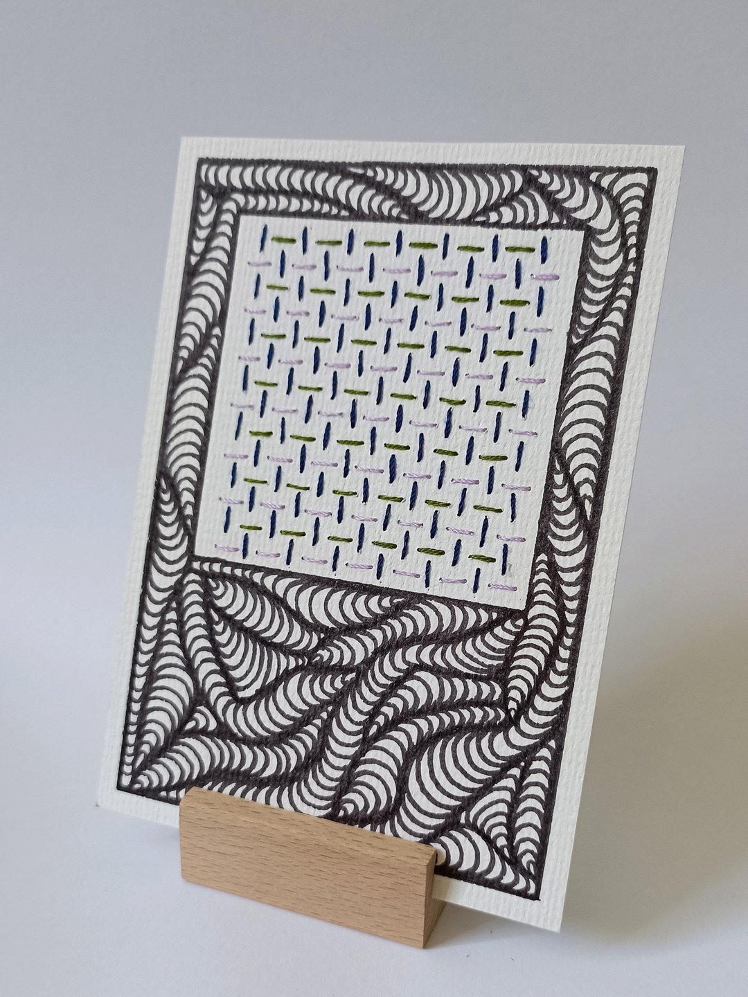 手工 Sashiko 刺绣贺卡   日式灵感 - 卡片/明信片 - 纸 