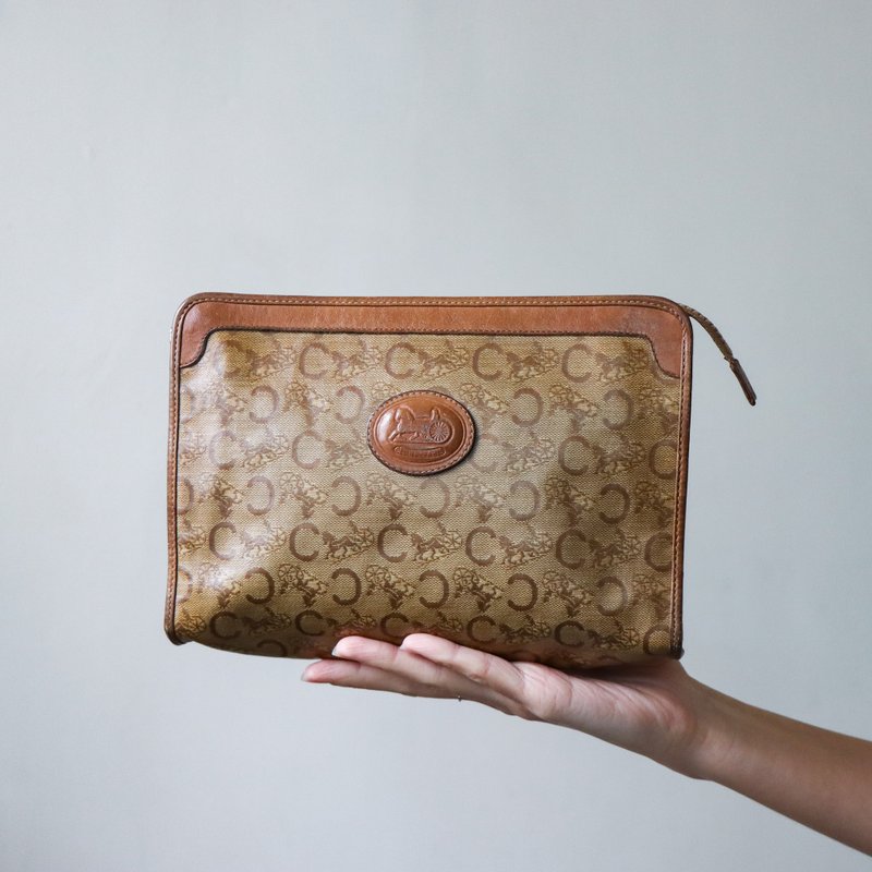 Vintage Celine 老花收纳包 化妆包 - 化妆包/杂物包 - 其他材质 卡其色