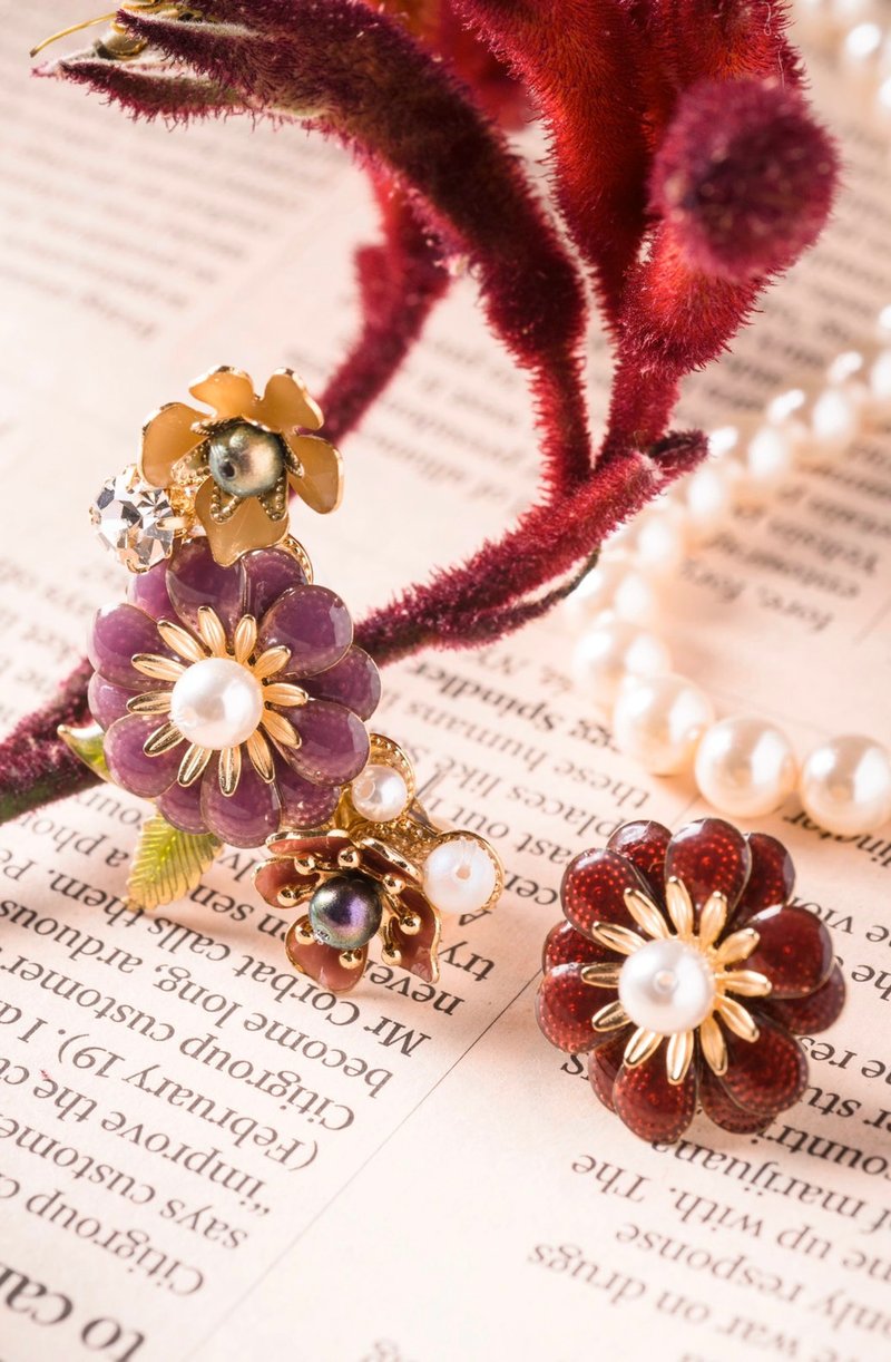 花花满开-定制化 圣诞 秋冬 贴耳/耳针/耳夹 - 耳环/耳夹 - 珐琅 