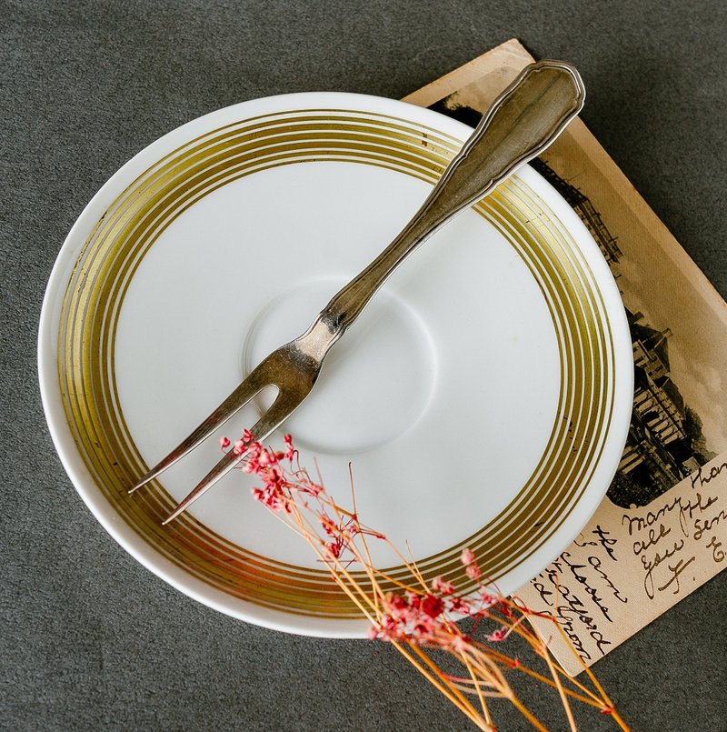 巴洛克造型双齿水果银叉 - 西洋古董 - 餐刀/叉/匙组合 - 银 