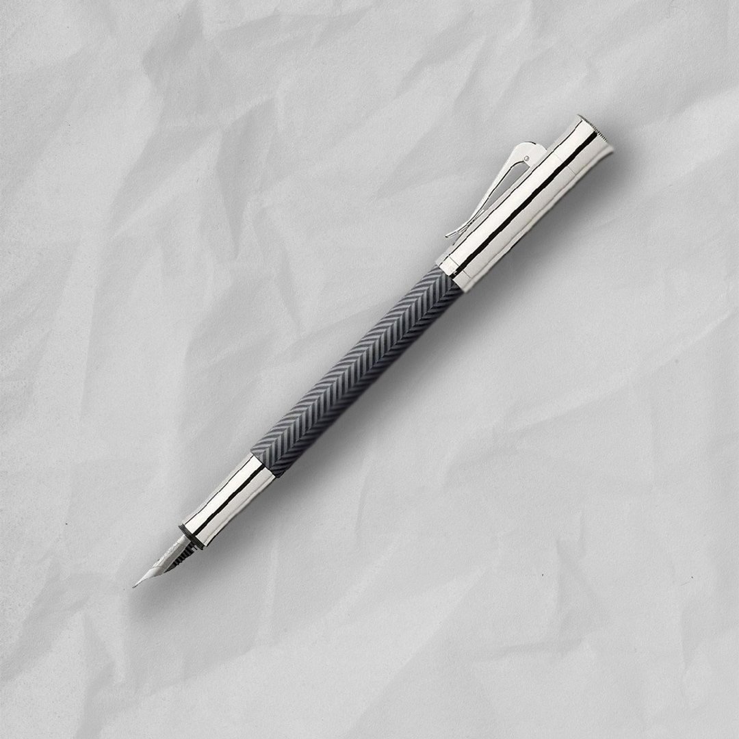 【Graf von Faber-Castell】绳纹饰钢笔-黑绸缎 F尖 VIP刻字服务 - 钢笔 - 树脂 黑色
