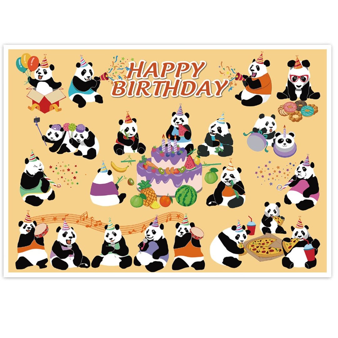 明信片--猫熊生日快乐 - 卡片/明信片 - 纸 橘色