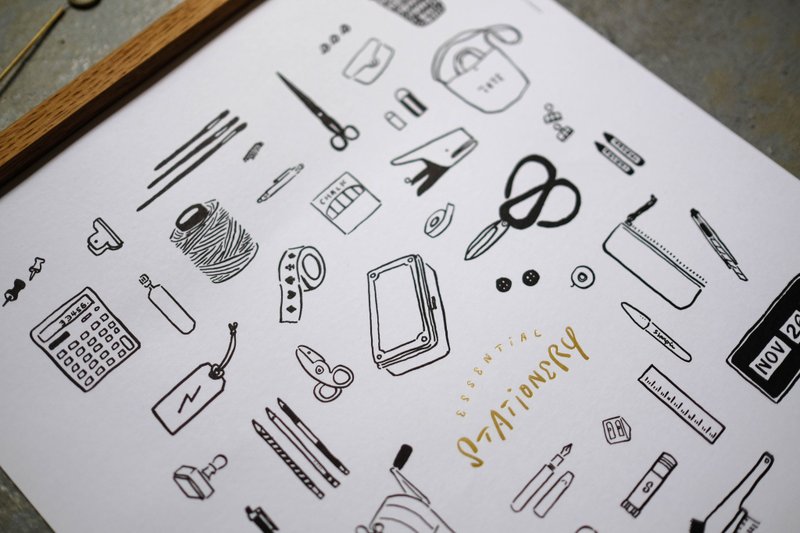 WHOSMING - ESSENTIAL STATIONERY 文具海报 - 海报/装饰画/版画 - 纸 白色