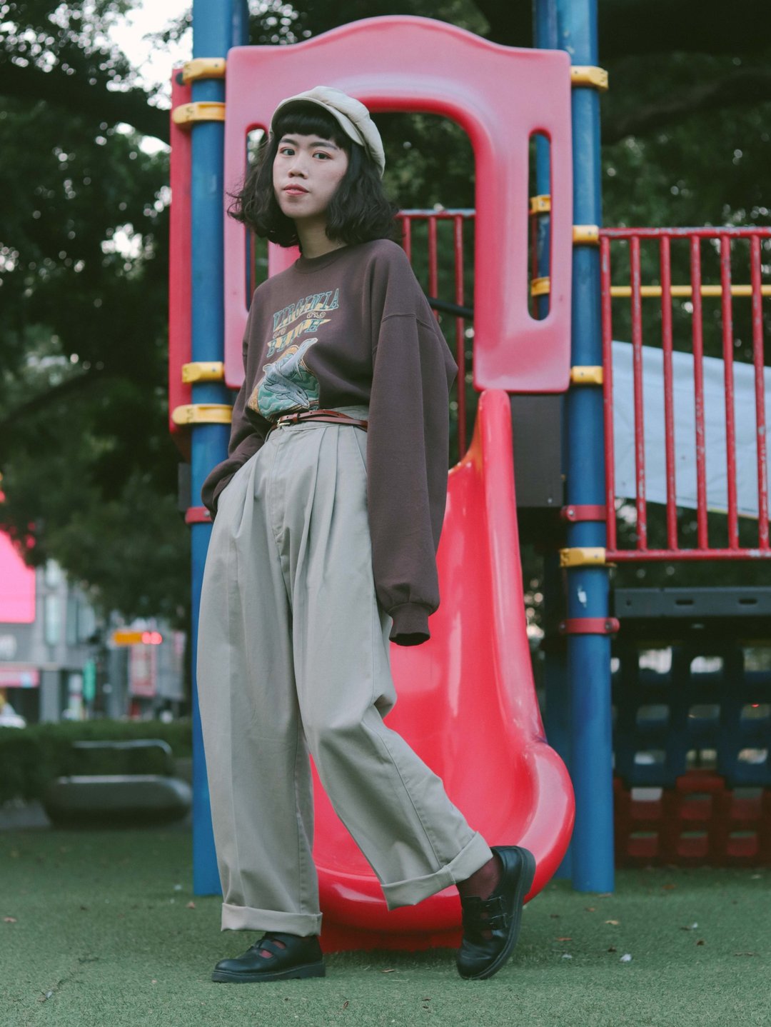 Tsubasa.Y│W24-W31古着打折长裤,打褶裤 长裤 素面Chino pants - 女装长裤 - 棉 多色