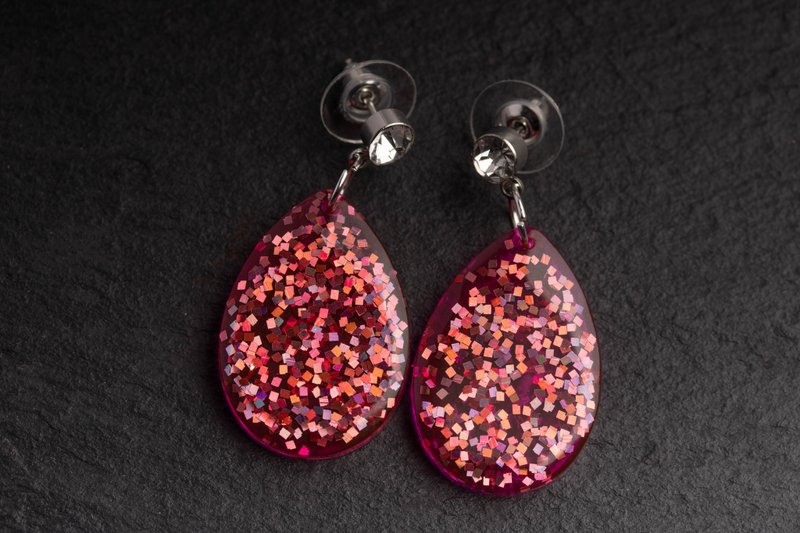 Handmade resin earrings - 耳环/耳夹 - 塑料 紫色