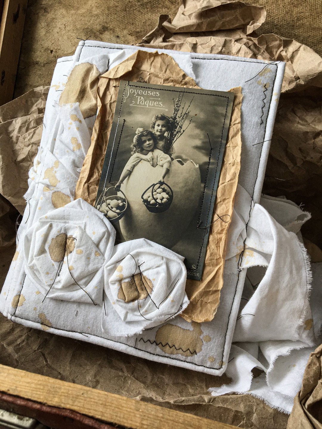 Handmade notebook in vintage style Junk journal blank Photo album handmade - 笔记本/手帐 - 纸 白色