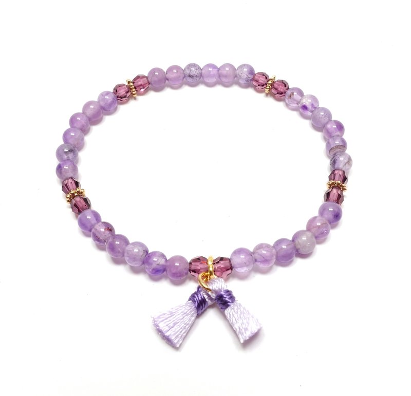 天然紫水晶 SWAROVSKI紫水晶 佐手工流苏 手环 幸运石 - 手链/手环 - 宝石 