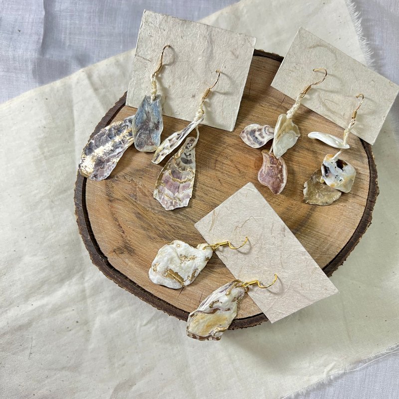 【SISIRE |永续系列】养蚵仔耳环 贝壳串的耳环 贝壳耳环 海废品 - 耳环/耳夹 - 玻璃 