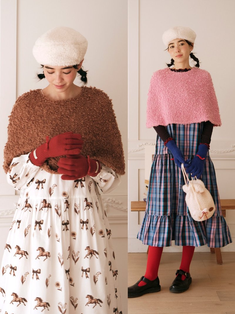 MintCheese 羊毛大圈圈 秋冬点睛之笔 亮粉色 摩卡棕羊毛披肩 - 围巾/披肩 - 羊毛 多色