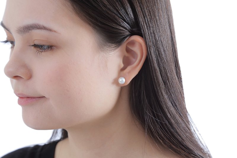 壱岐真珠 一粒パールピアス 7.0-7.5/7.5-8.0/8.0-8.5/8.5-9.0mm スタッドピアス PT/K18YG あこや真珠 - 耳环/耳夹 - 珍珠 白色