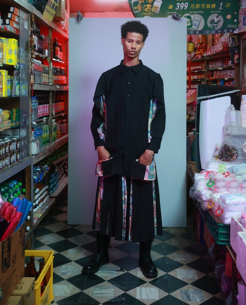 21AW 脇边拼接庞克衬衫 - 女装衬衫 - 棉．麻 黑色