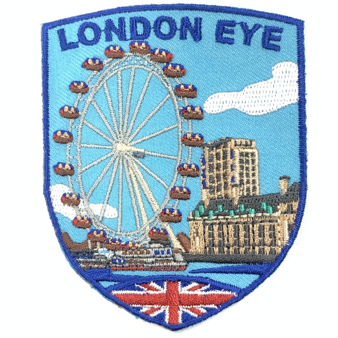 英国 伦敦眼 摩天轮 地标刺绣背胶补丁 袖标 布标 布贴 INS打卡地 - 徽章/别针 - 绣线 多色