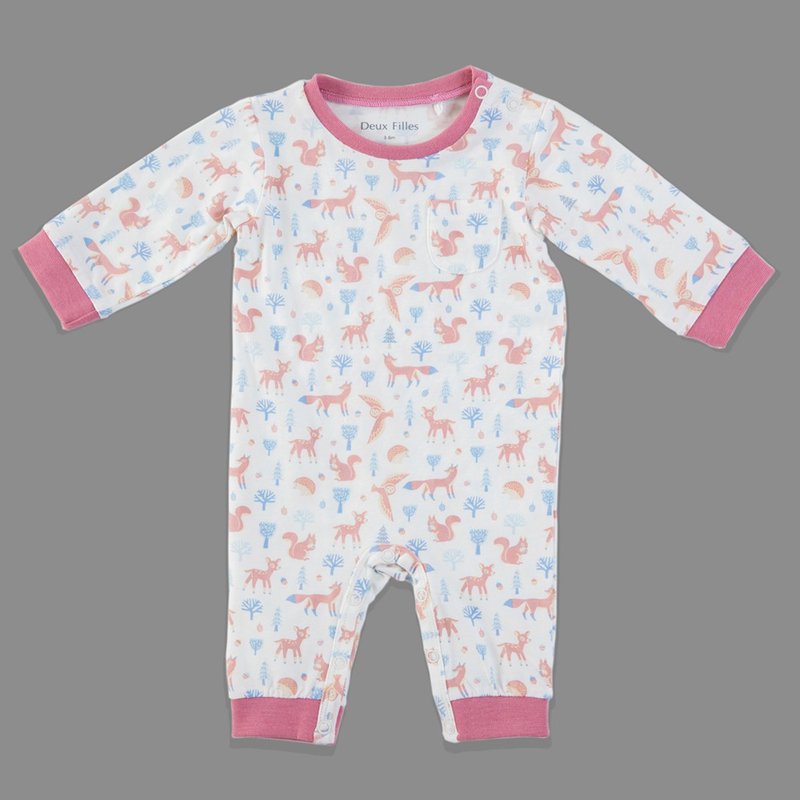 【Deux Filles有机棉】婴儿长袖连身衣/包屁衣 狐狸 - 包屁衣/连体衣 - 棉．麻 