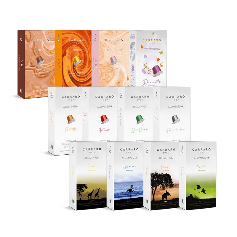 CARRARO综合口味咖啡胶囊体验组 共12款风味 10颗1盒 共120颗 - 咖啡 - 铝合金 多色