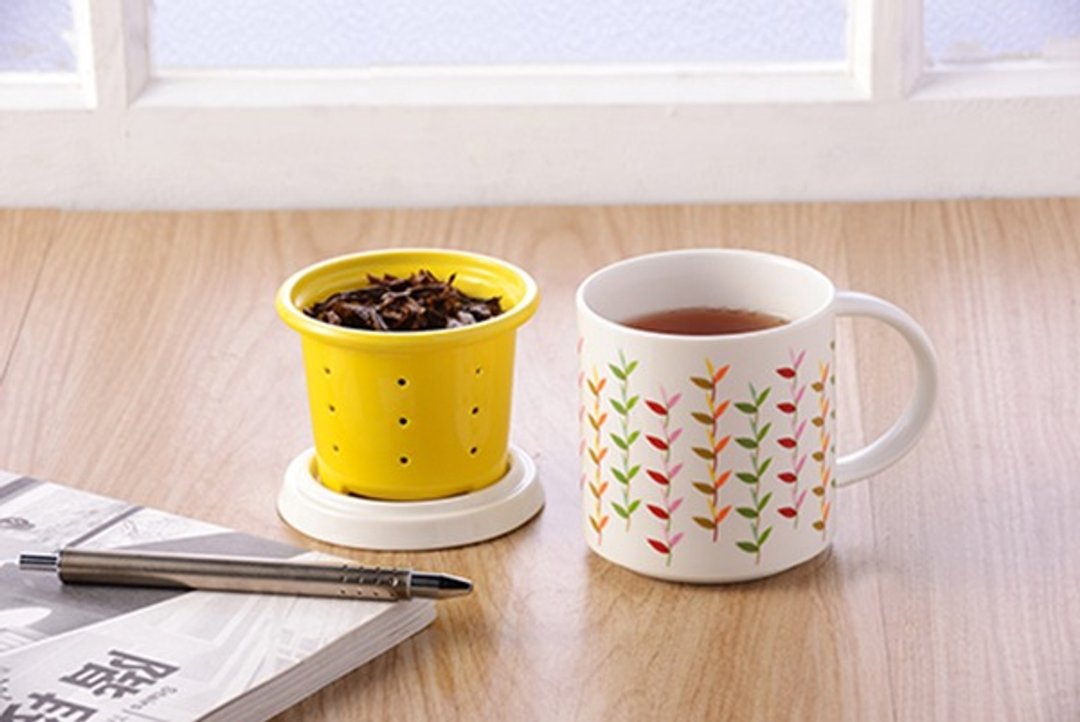 不二堂│T-MUG 彩叶马克杯 (白瓷黄/白瓷红) - 咖啡杯/马克杯 - 瓷 多色