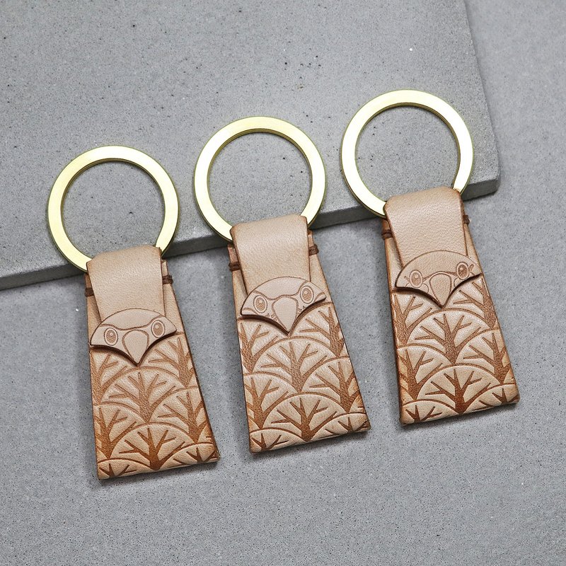 在森林里的鹦鹉 ∣ 太阳锥尾鹦鹉 · 原色皮革钥匙圈 - 钥匙链/钥匙包 - 真皮 卡其色