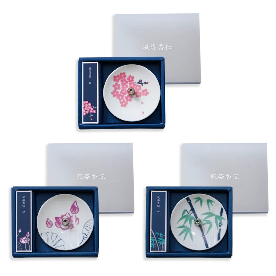 日本悠悠庵【Spirit of Scent 风姿香伝】香盘 + 线香 礼品套装 - 香薰/精油/线香 - 瓷 