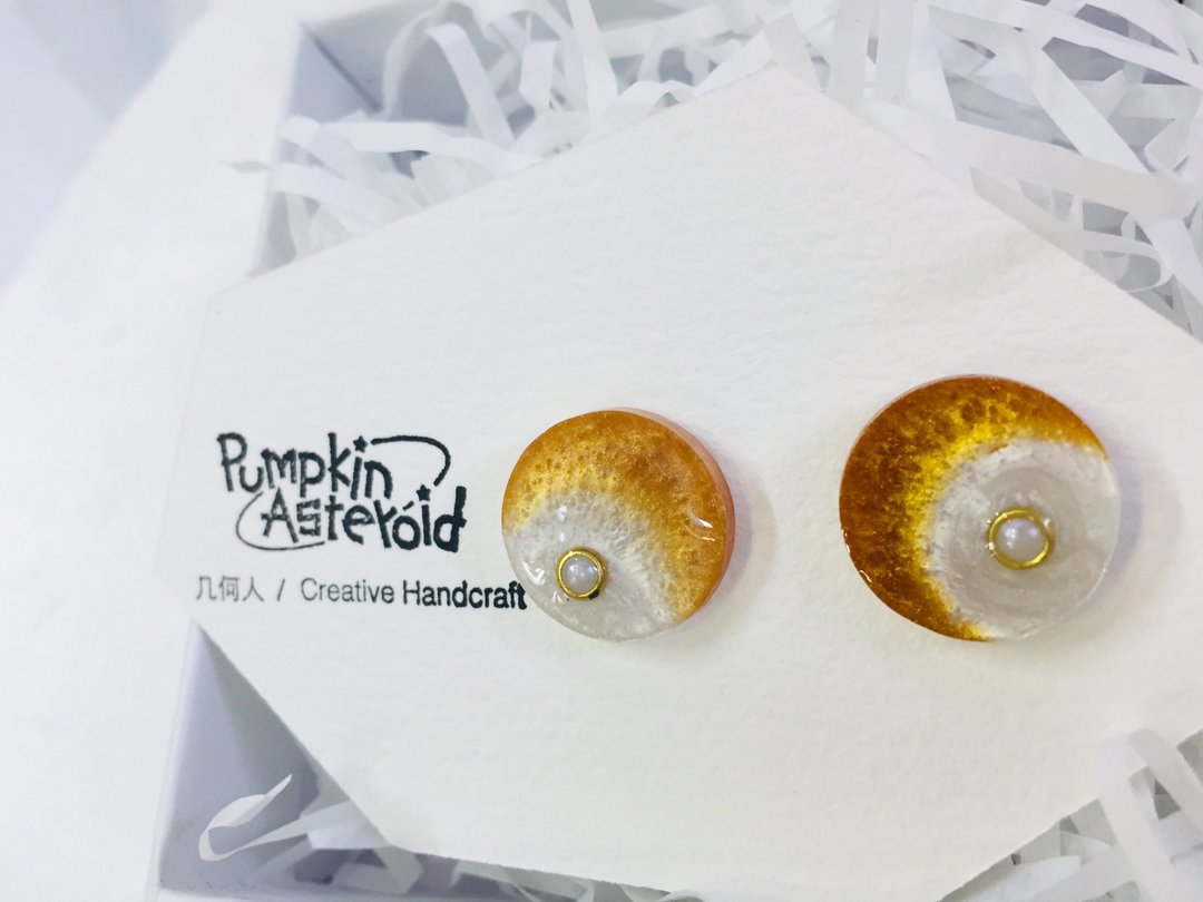 Pumpkin Asteroid系列-星球幻想IV 耳饰\耳钉 - 耳环/耳夹 - 树脂 
