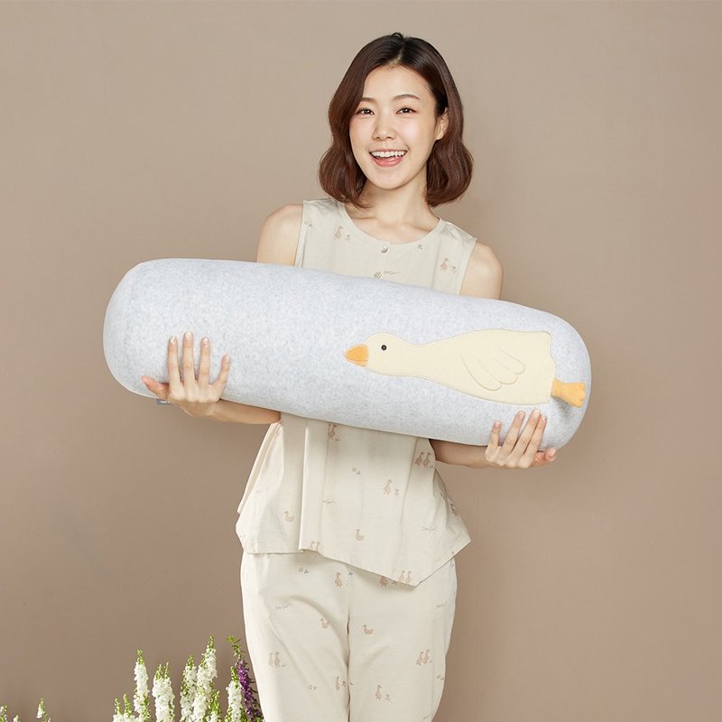 鹅圆筒长抱枕-银白灰 - 枕头/抱枕 - 棉．麻 灰色