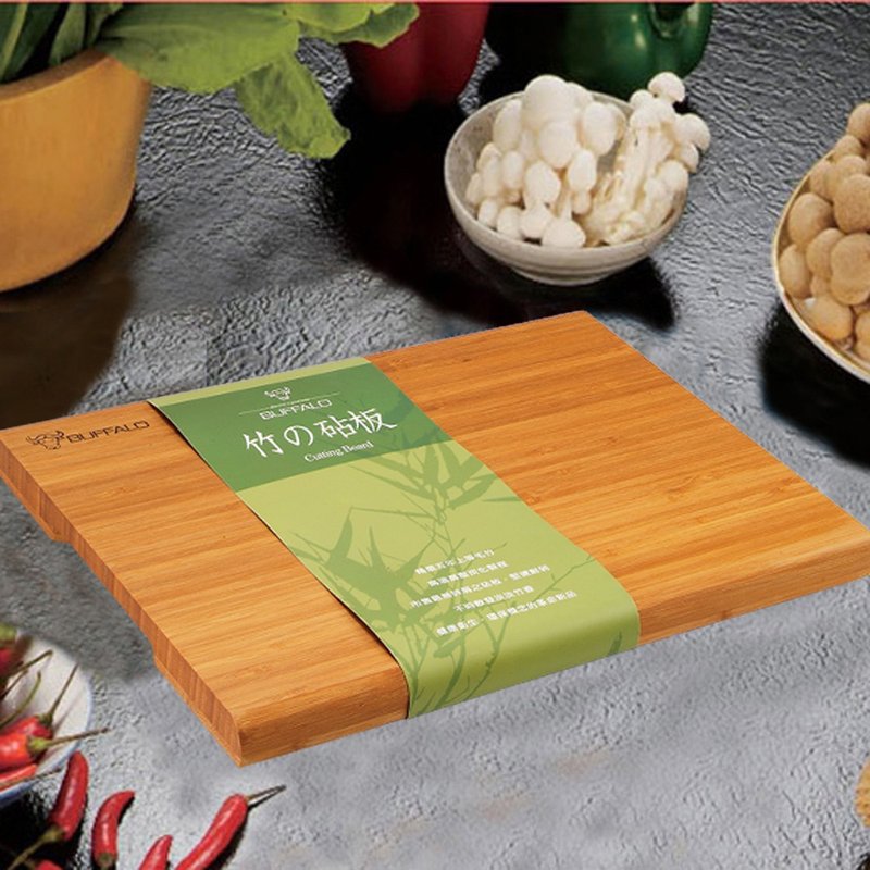 【Buffalo 牛头牌】 竹木砧板加脚垫-中-35.5*25.5*2.2 - 托盘/砧板 - 竹 橘色