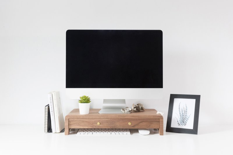 【台湾制造】小清新屏幕架 - 直面抽屉款 - 胡桃木∣尺寸可订制 - 收纳用品 - 木头 咖啡色