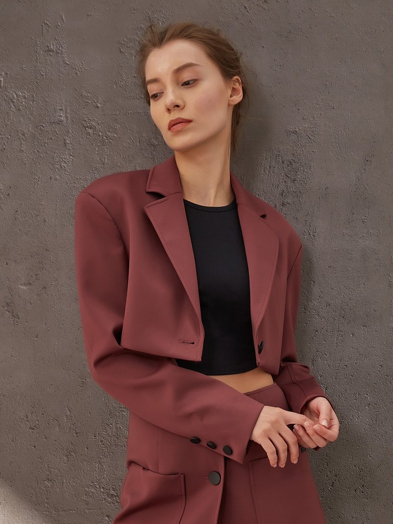 A New Route Cropped Suit - 女装运动衣 - 其他人造纤维 红色