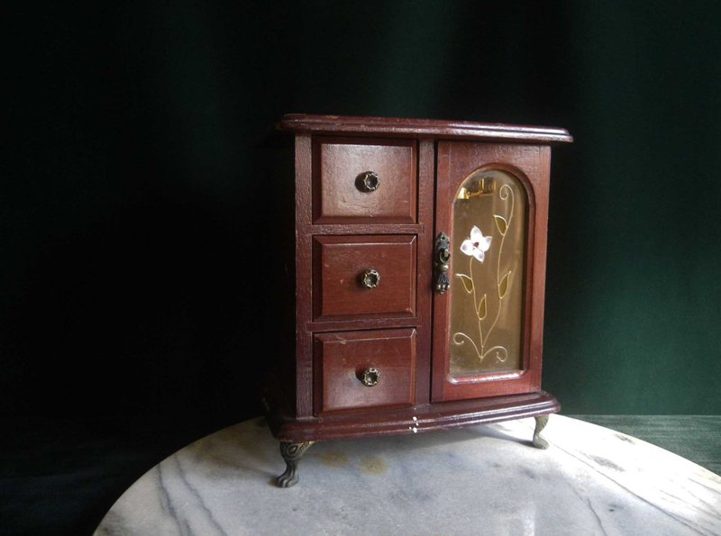 【老时光 OLD-TIME】早期台湾制彩绘玻璃珠宝柜 - 收纳用品 - 其他材质 