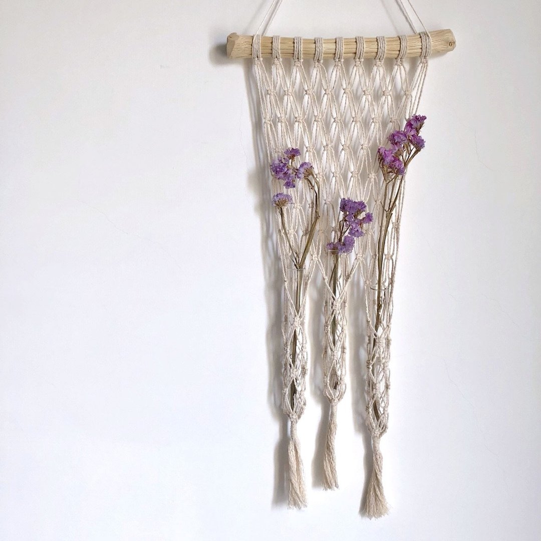 绳编 _ 试管花器挂饰 - 花瓶/陶器 - 玻璃 白色