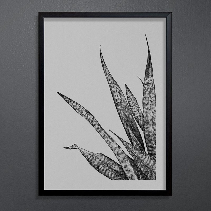Green Snake Plant Dotwork Art Print - 海报/装饰画/版画 - 纸 黑色
