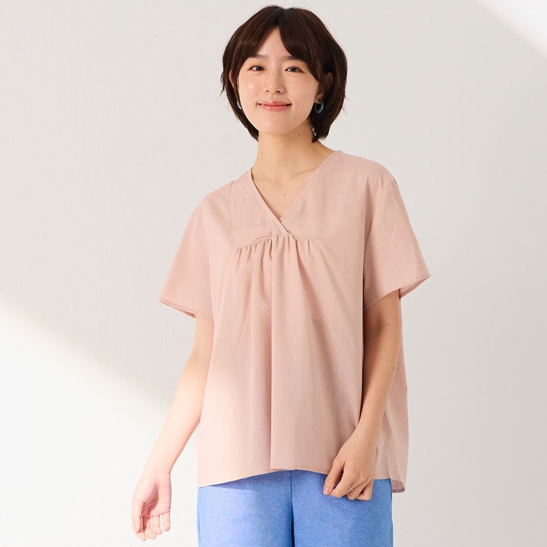修饰伞版天丝棉麻上衣-共3色 - 居家服/睡衣 - 棉 多色