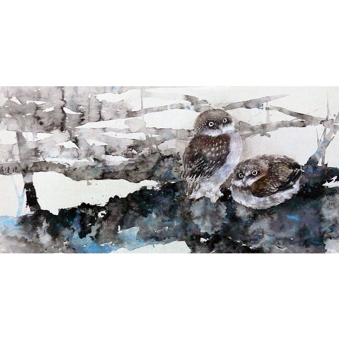同心__彩墨/手绘/34x67cm - 海报/装饰画/版画 - 纸 灰色