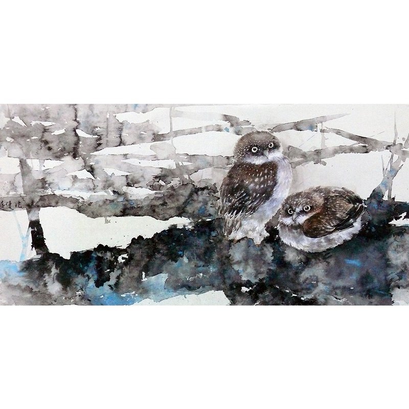 同心__彩墨/手绘/34x67cm - 海报/装饰画/版画 - 纸 灰色