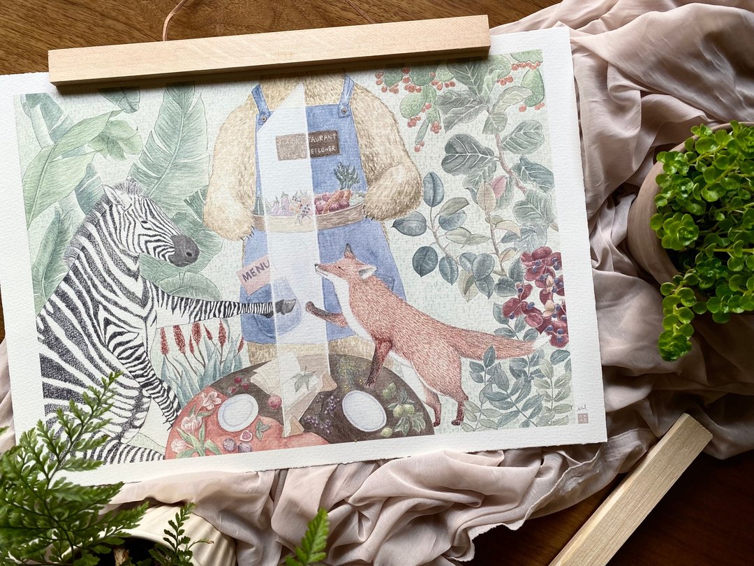 疫情时的森林用餐 A3复制画 - 其他 - 纸 