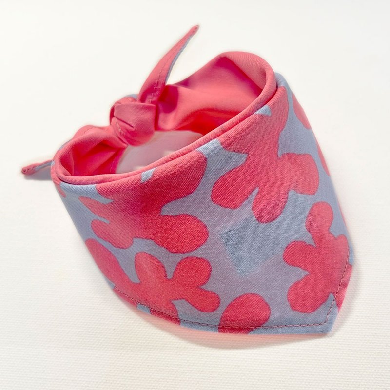 狗狗专属名领巾-定制化(小型犬)-粉红花 - 项圈/牵绳 - 棉．麻 粉红色