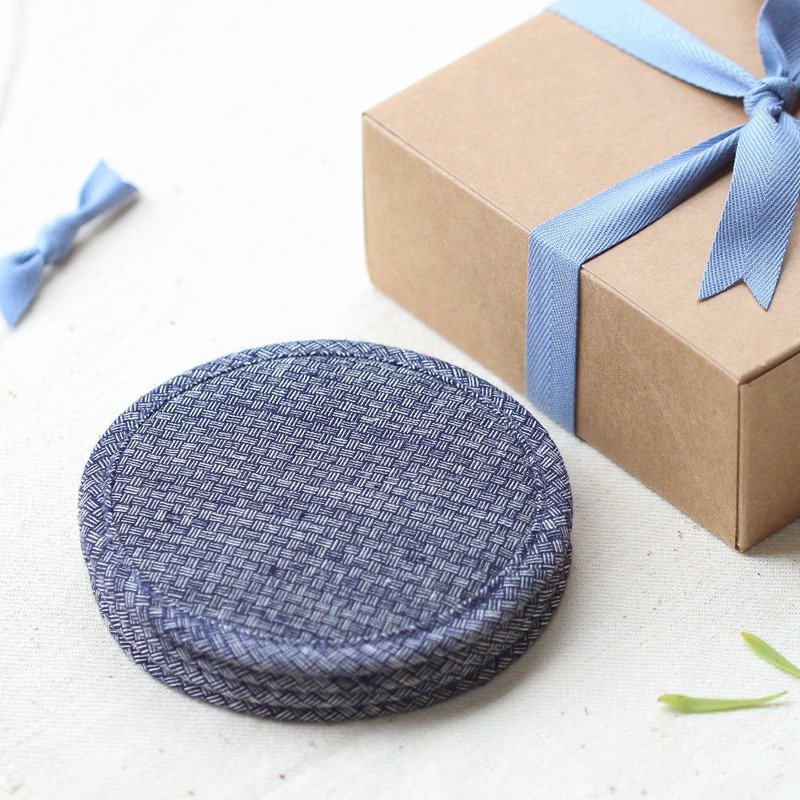 杯垫 限量款手织棉 圆形礼品装 原创设计手制文创礼物礼品 - 杯垫 - 棉．麻 灰色