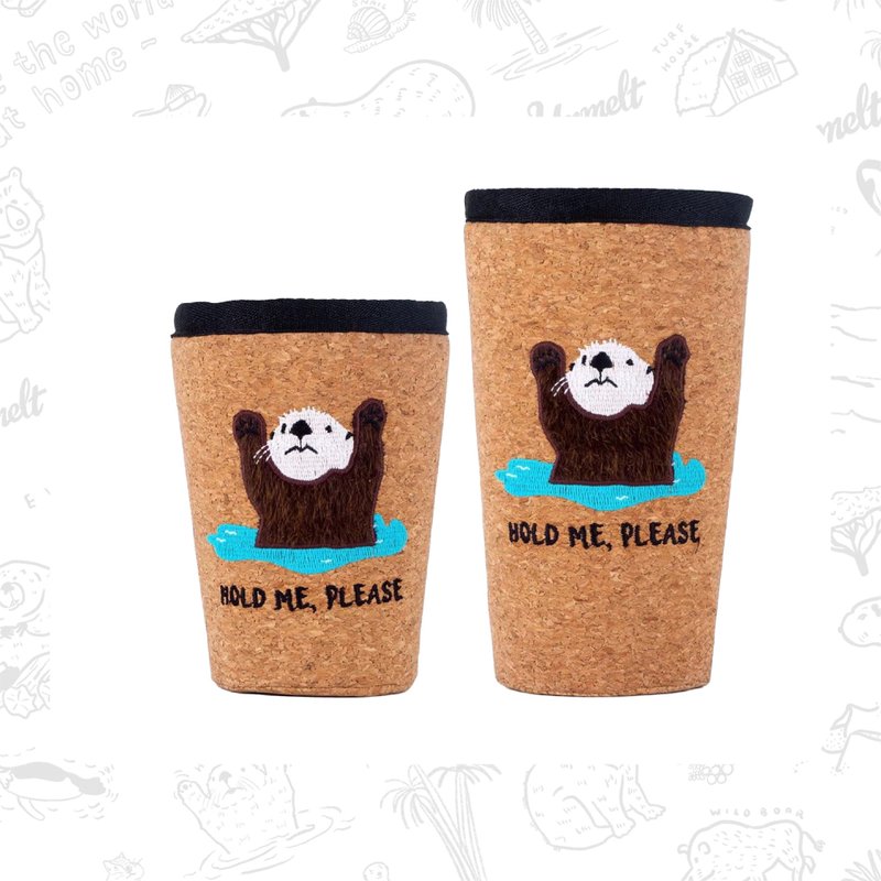 Sea otter Coffee case size 16 oz. / Keep cool cupholder /Cup case for ice drink - 其他 - 软木/水松木 咖啡色